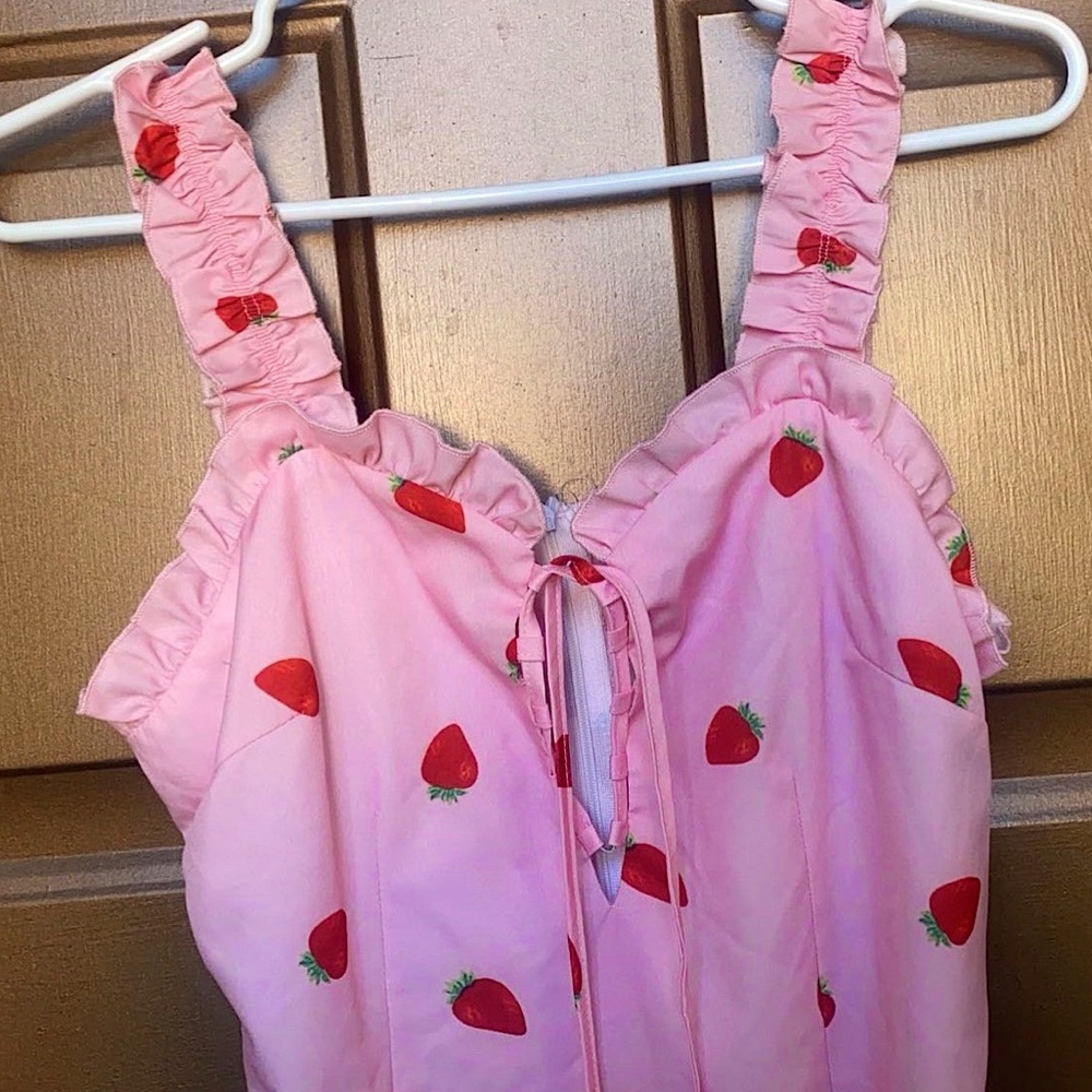 Pink Strawberry Sundress From Shein